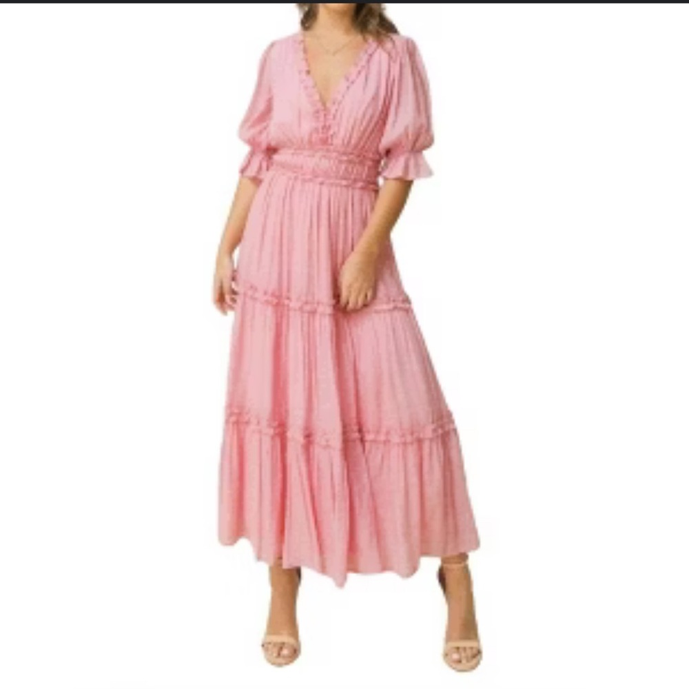 Mauve Maxi Dress with Ruffle Accents